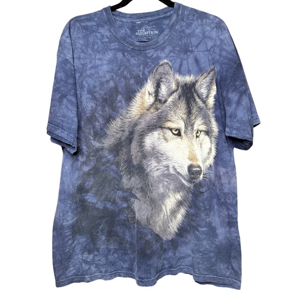 The Mountain Other - The Mountain Wolf Graphic T-Shirt XL Blue Tie Dye Nature Wildlife Men XL Outdoor